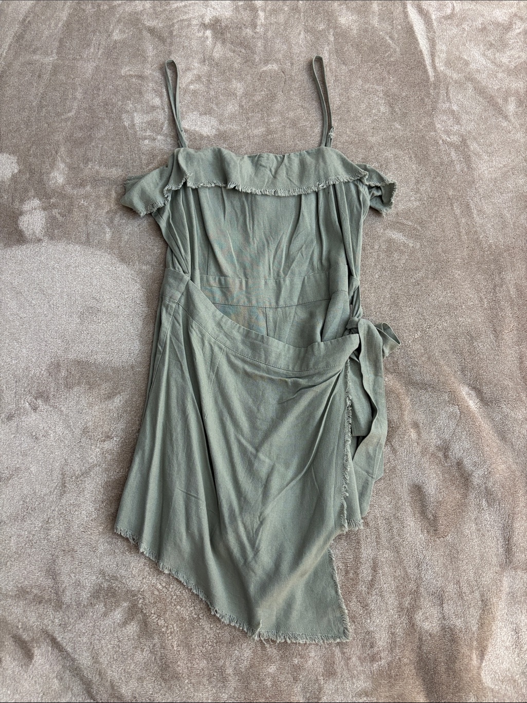 Princess Polly Olive Green Off-Shoulder Wrap Romper
